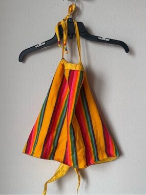 Vibrant Yellow Multicolor Stripe Halter Top